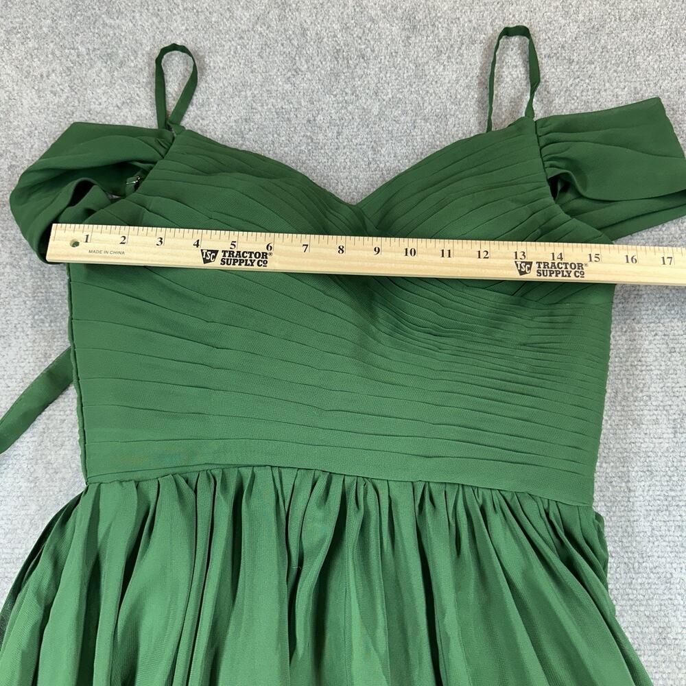 Tearmeily Emerald Green Chiffon Off Shoulder Corset Back Bridesmaids Dress sz 4 - Picture 4 of 10